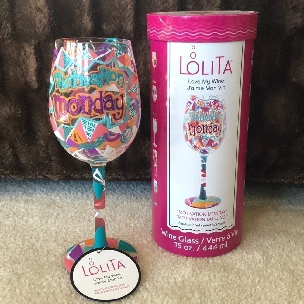 NWT Lolita “Motivation Monday” Wine Glass